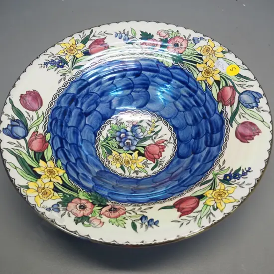Maling Springtime large thumbprint blue bowl D-270