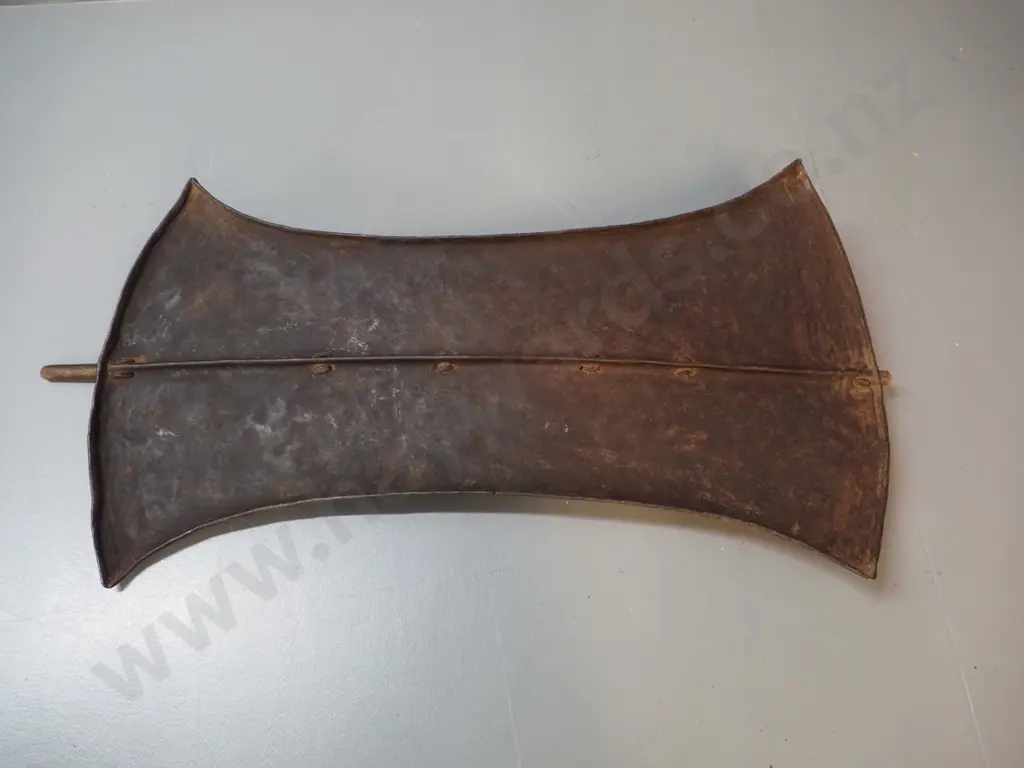 ethnic weapon; Turkana metal shield with wood handle, Kenya H-700 Image 1++