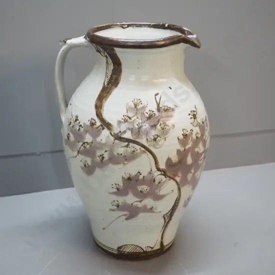 large studio pottery jug shaped vase H-460, no maker's marks