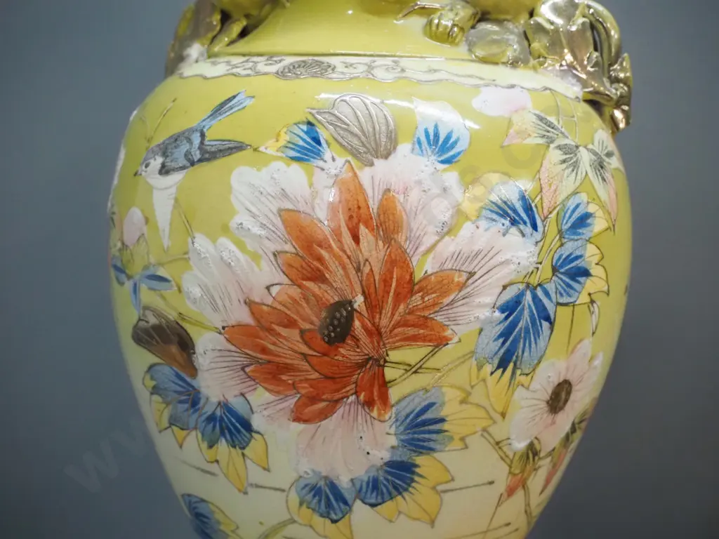 pair of Asian vases floral vases on homemade rimu stand Vas H-480 Image 1++