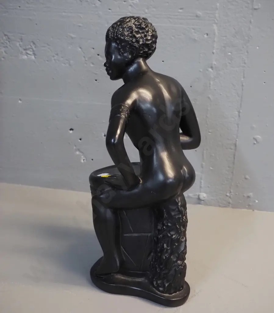 retro black finish heavy plaster or composite drummer figure H-340 Image 1++