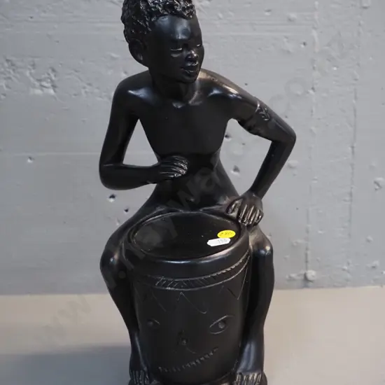 retro black finish heavy plaster or composite drummer figure H-340