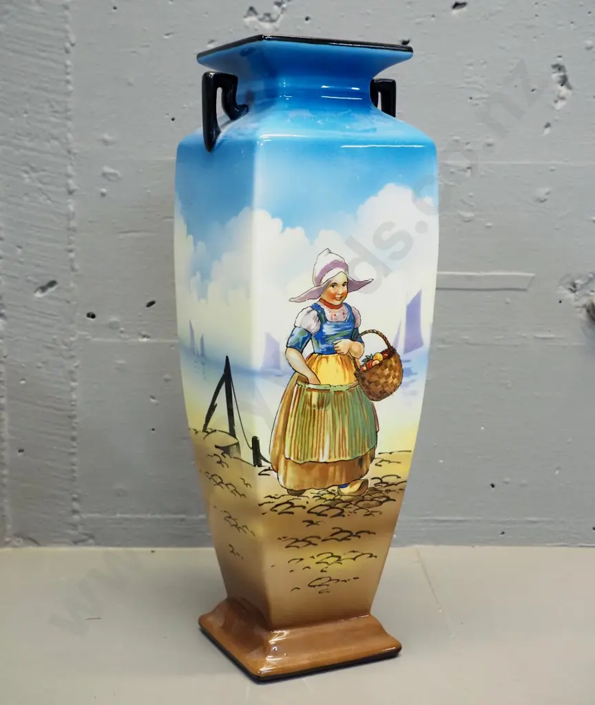Falcon Ware Dutch scene double handled vase No. 4318 - H-370 W-130 Image 1++