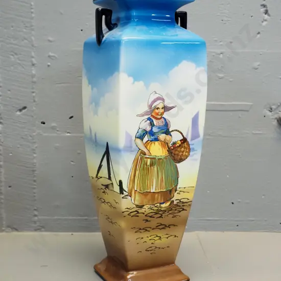 Falcon Ware Dutch scene double handled vase No. 4318 - H-370 W-130