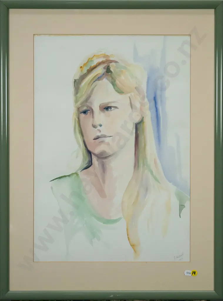 JH Ward 1993 - framed watercolour "Young Woman" H-510 W-350 Image 1++