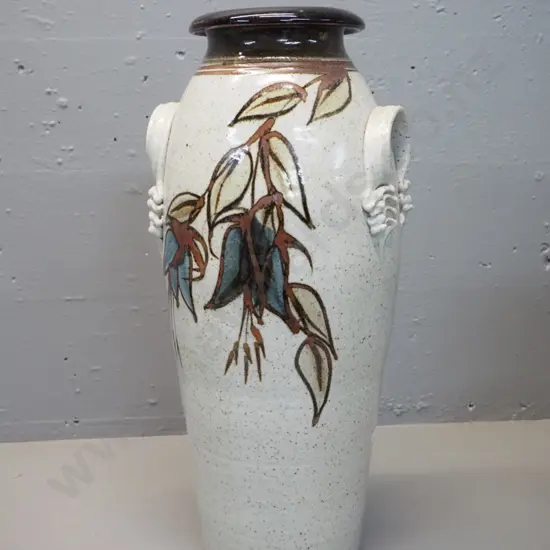 studio pottery vase - Bruce Lissant - Clayton Potteries NZ on label. H-450