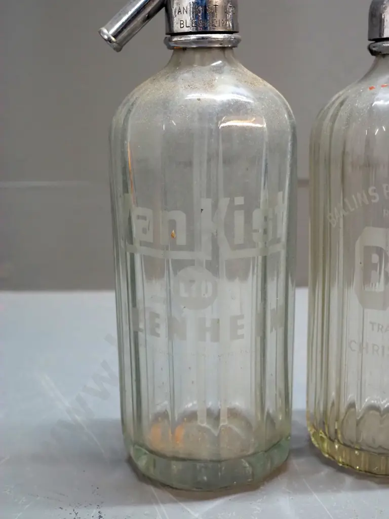 2 vintage soda syphons - Van Kist Blenheim and Ballins Breweries Christchurch Image 1++