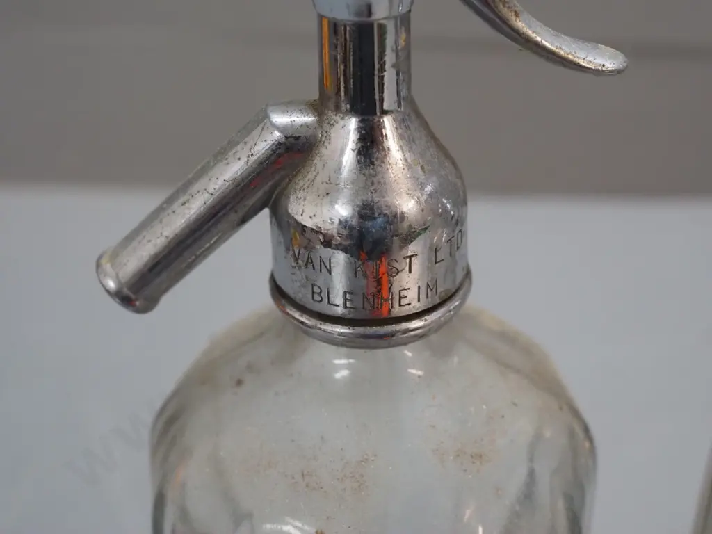 2 vintage soda syphons - Van Kist Blenheim and Ballins Breweries Christchurch Image 1++
