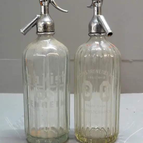 2 vintage soda syphons - Van Kist Blenheim and Ballins Breweries Christchurch