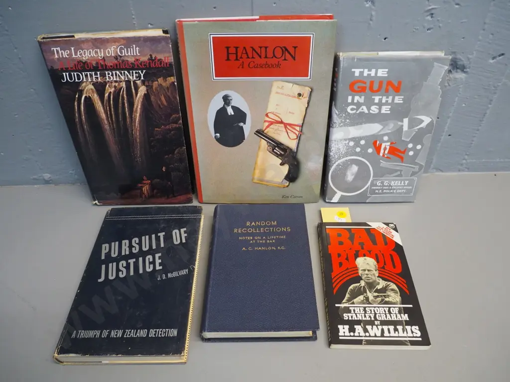 6 books - crime & legal subjects: Judith Binney on Thomas Kendall (ex library) Stanley Graham, Hanlon, etc. Image 1++