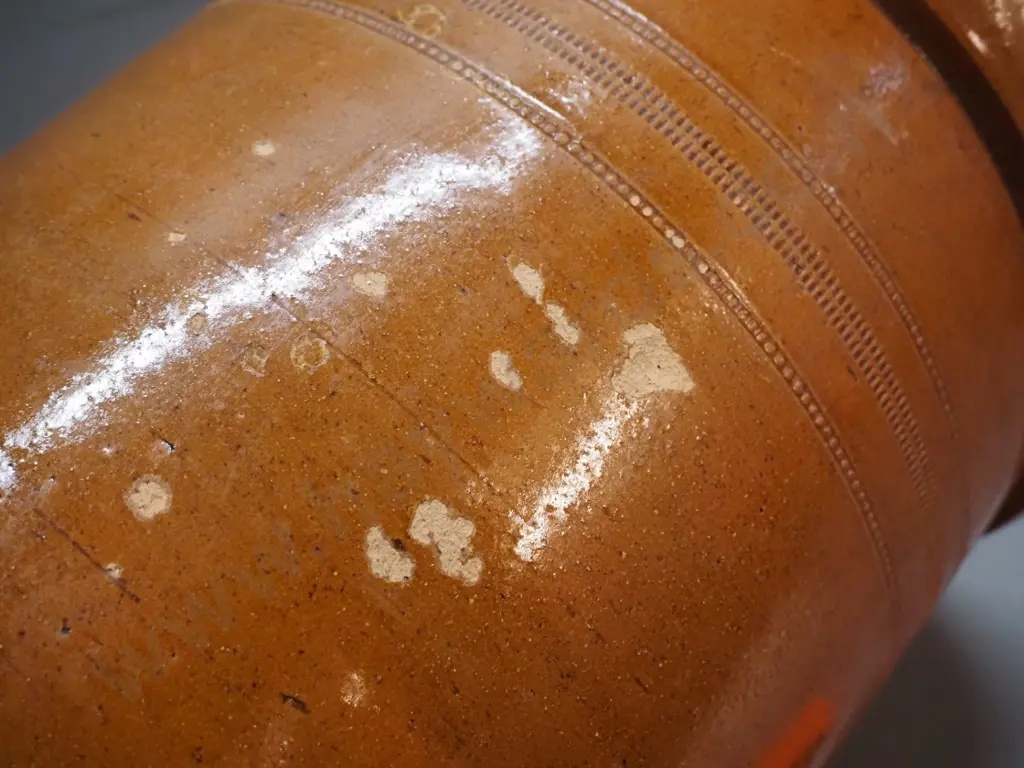large Luke Adams Sydenham stoneware storage jar, no lid, has chip to rim, spots of glaze loss on sides H-290 D-300 Image 1++