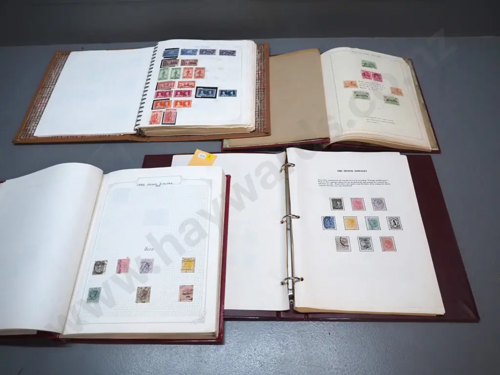 4 New Zealand stamp albums - 1874 thru 1980s Image 1++