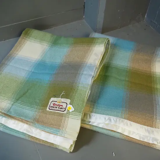 2 matching Roslyn Coronation wool blankets