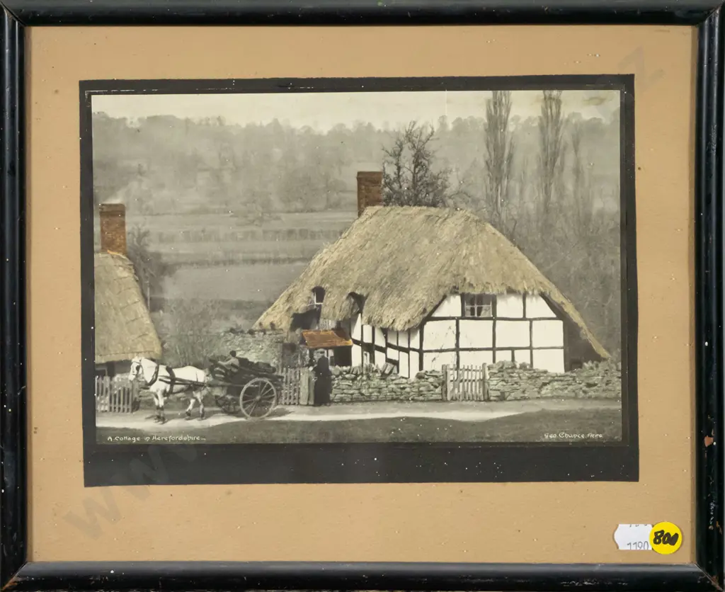 framed George Chance - hand coloured photograph - Cottage Herefordshire H-170 W-230 Image 1++