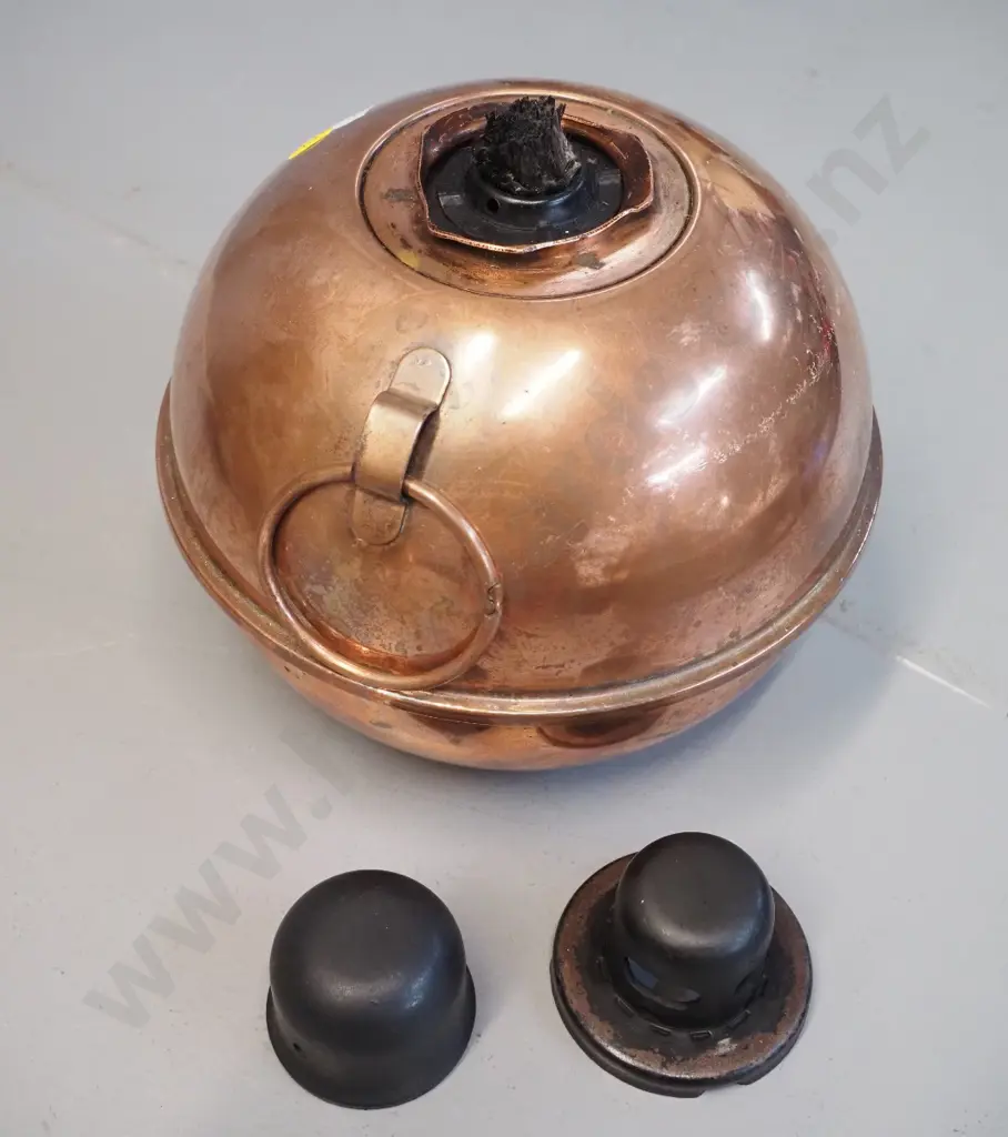 vintage weighted copper burner or lamp base with cast iron fittings H-210 Diameter 200 Image 1++