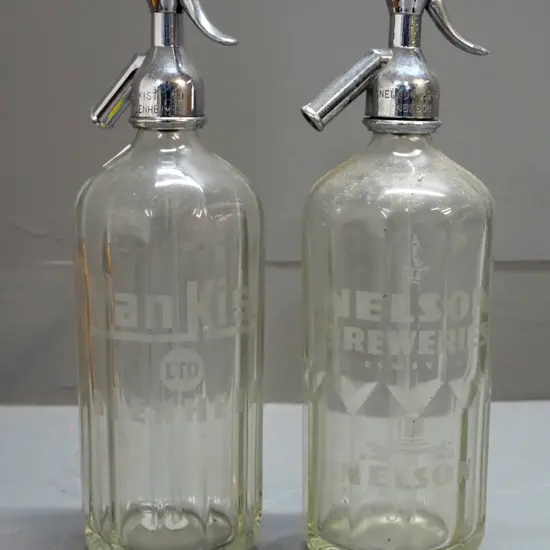 2 vintage soda syphons - Van Kist Blenheim and Nelson Breweries