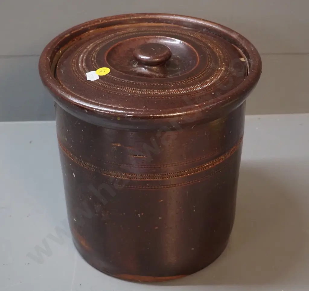 Luke Adams Sydenham salt-glazed stoneware large lidded storage jar - glazing flaw in lid H-220 D-220 Image 1++