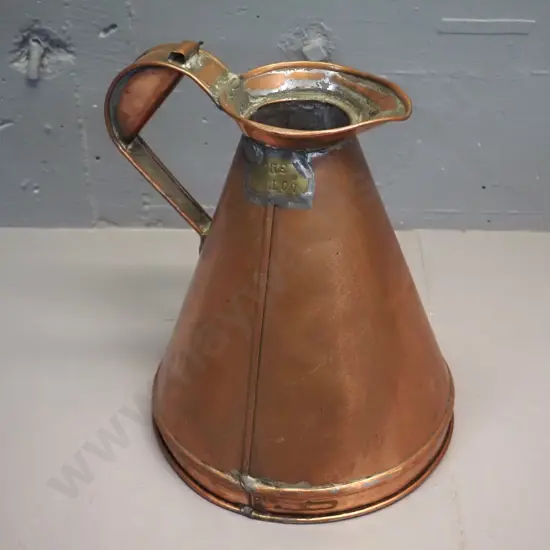 vintage copper pitcher marked "1 gallon" H-300 Diameter 220 at base