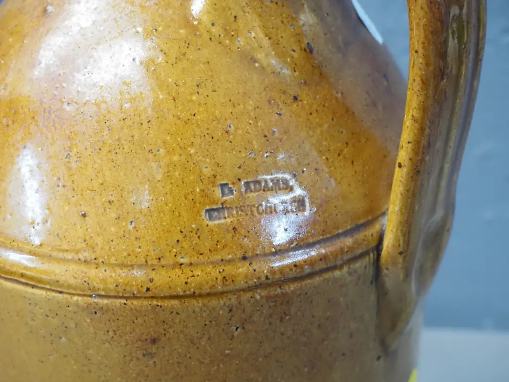 Adams Christchurch narrow-neck crock H-340 and large blue bottle with cork stopper H-410 Image 1++