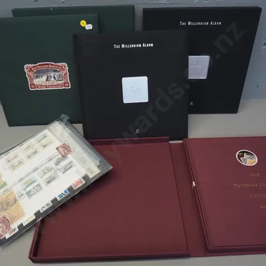 3 slip-cased NZ stamp collector's  sets - Millennium, Pictorial Centenary, & New Zealand Heritage
