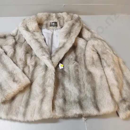 'Furricoat' grey faux fur short jacket with D.L. Ellis Auckland label