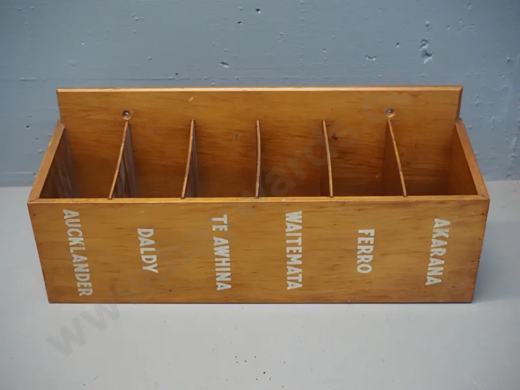 wooden small wall hanging cubbyhole - to fit dockets for walk-on ferry passengers H-200 W-460 D-130 Image 1++