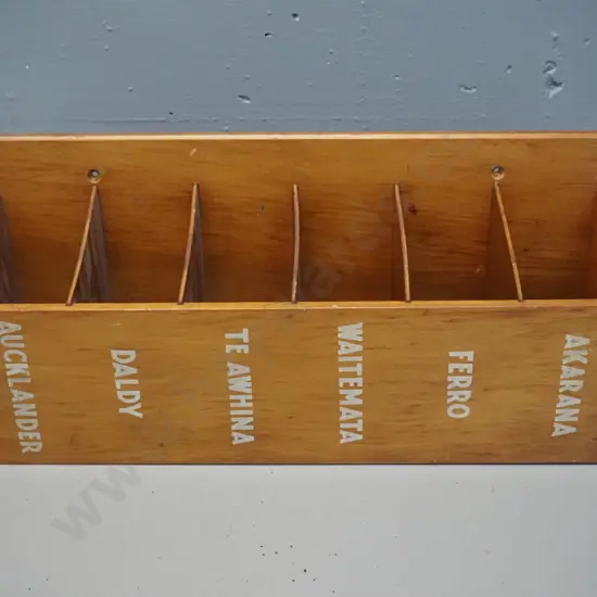 wooden small wall hanging cubbyhole - to fit dockets for walk-on ferry passengers H-200 W-460 D-130