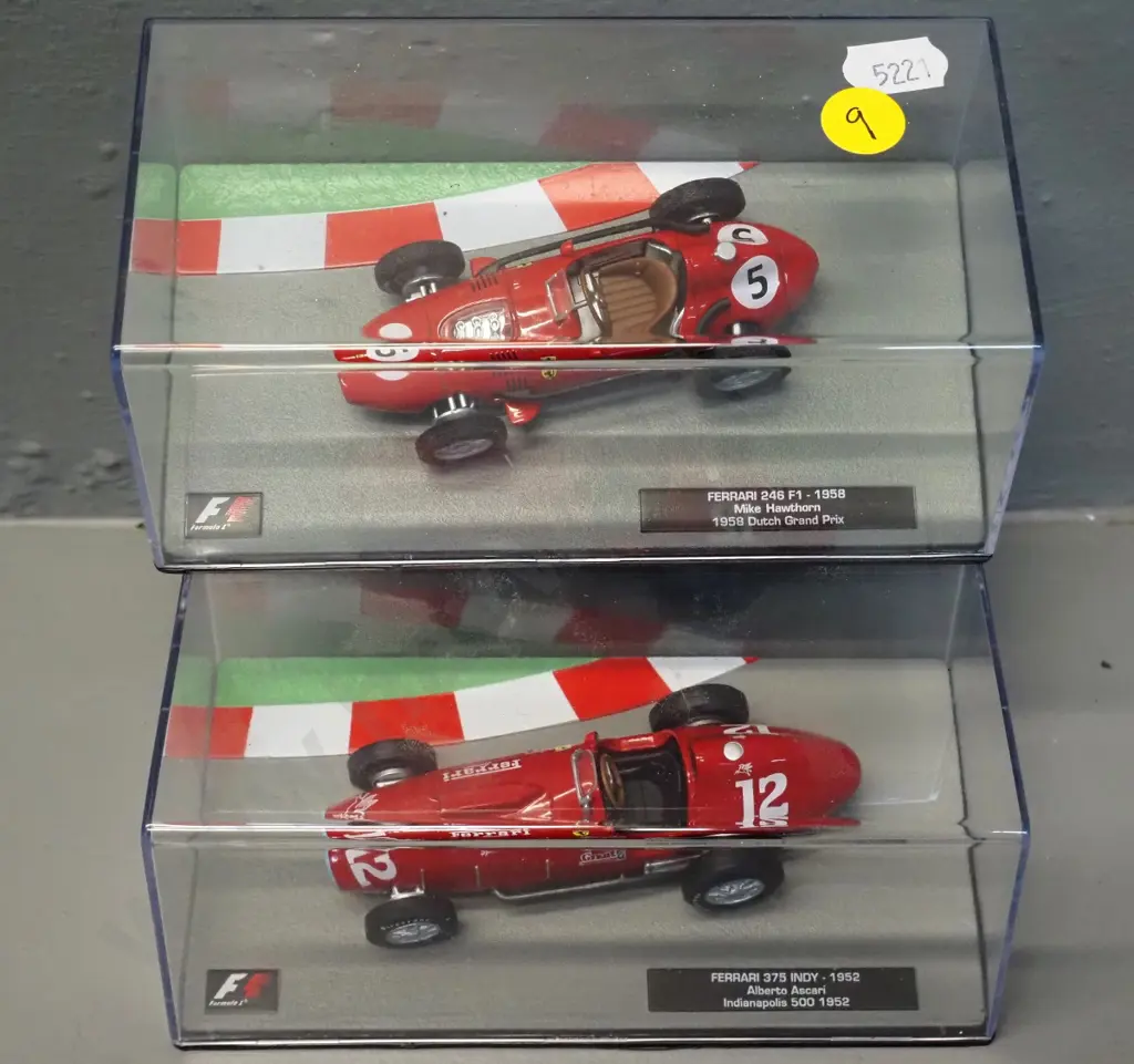 2 die-cast 1:43 scale Formula 1 racing cars - 1952 Alberto Ascari and 1958 Mike Hawthorn Image 1++