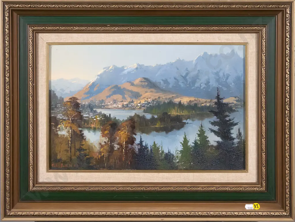 Neil Bartlett - framed oil "Queenstown From Fern Hill" (crazing) H-250 W-400 Image 1++
