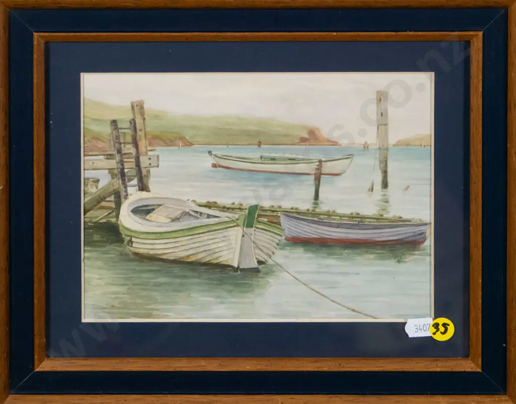 framed watercolour "Port Chalmers" H-150 W-200 Image 1++