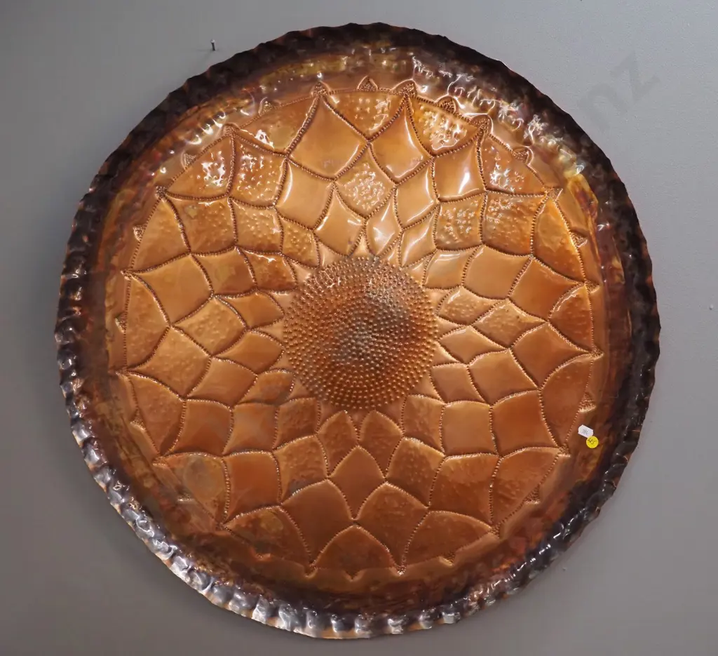 large hand crafted beaten copper wall charger - made by Edna Hardacre Nelson D-690 Image 1++
