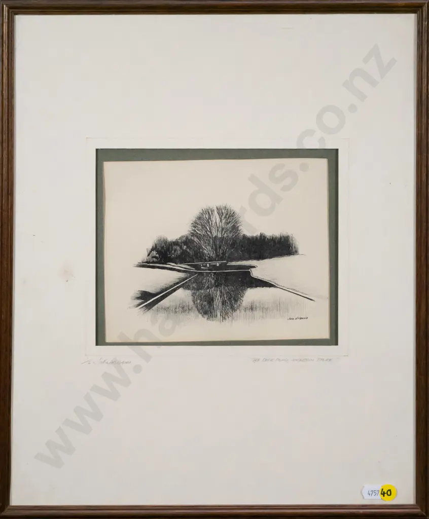 John Husband - framed etching 1/2 "The Duck Pond, Anderson Park" (slight warping) H-160 W-200 Image 1++