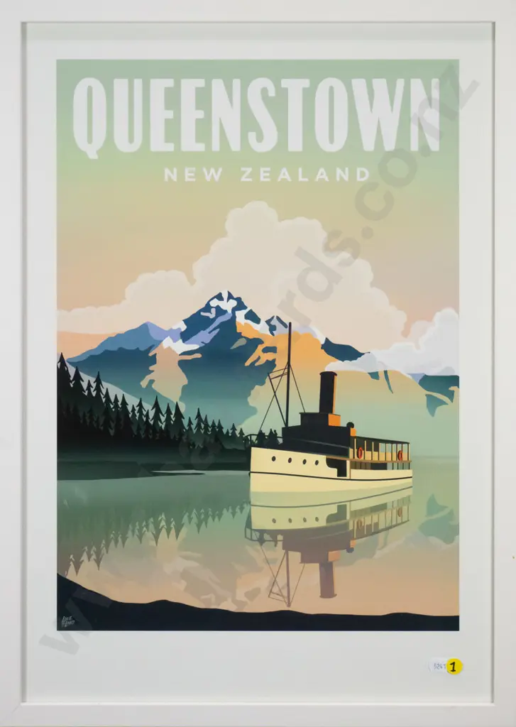 framed reproduction vintage Queenstown promotional poster H-490  W-350 Image 1++