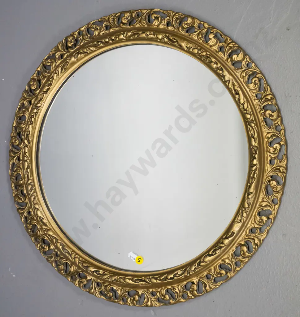 circular gilt framed wall mirror  Diam-500 Image 1++