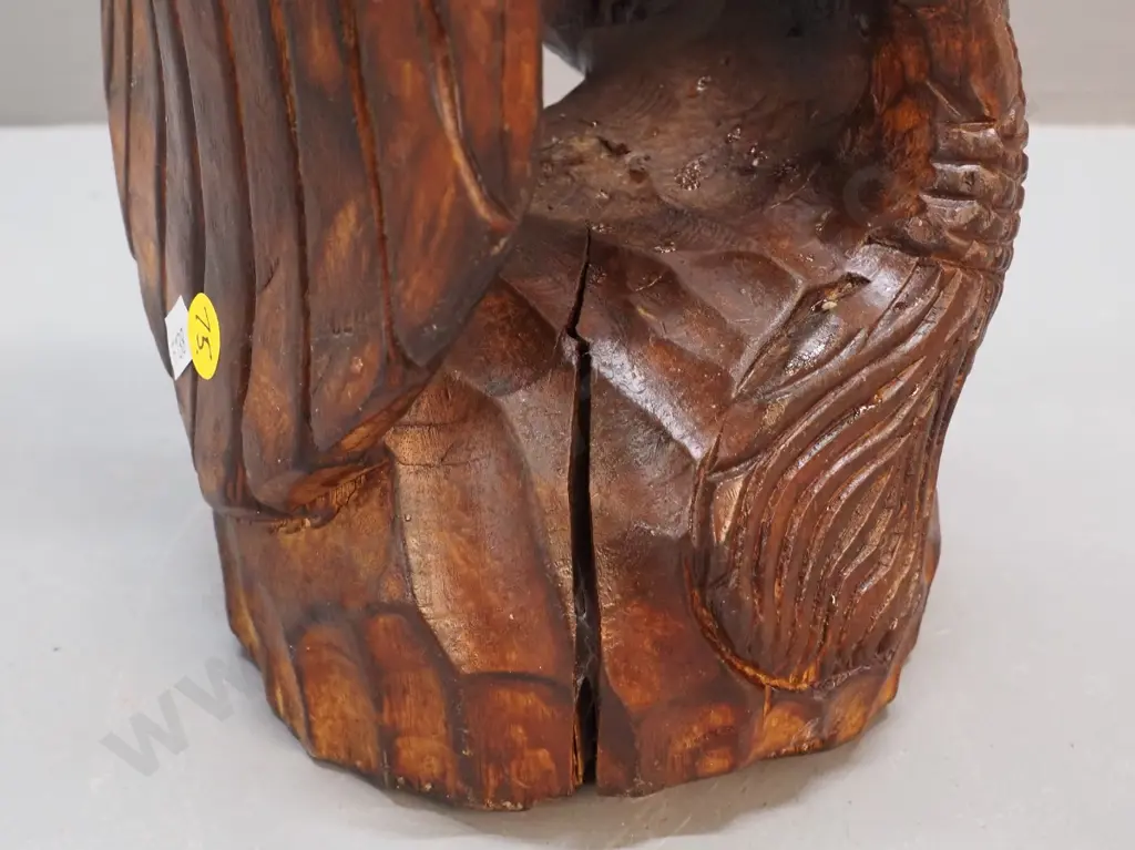large carved timber eagle holding fish - possibly German - some cracking H-585 W-190 Image 1++