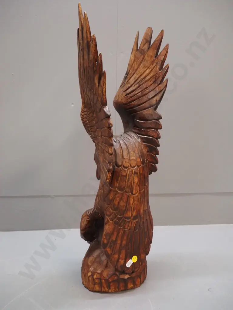 large carved timber eagle holding fish - possibly German - some cracking H-585 W-190 Image 1++