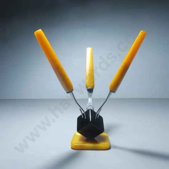 Rostfrei Solingen art deco Bakelite Dice Cocktail Fork Set