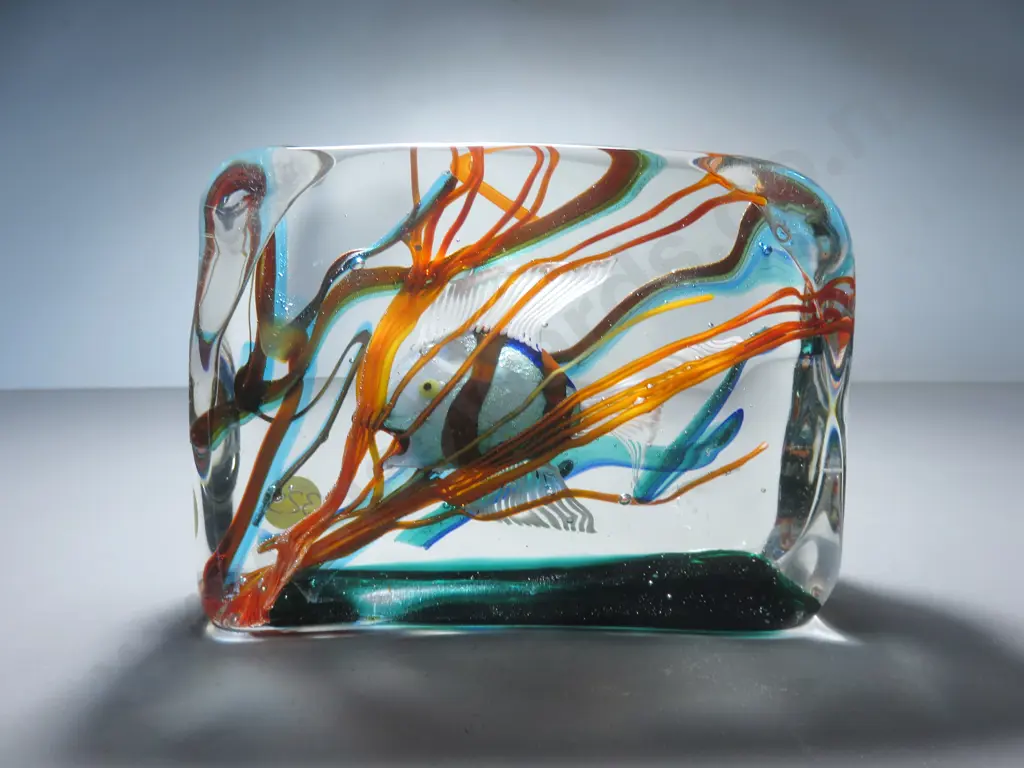 Superb mid-century decorative art glass murano aquarium block Image 1++
