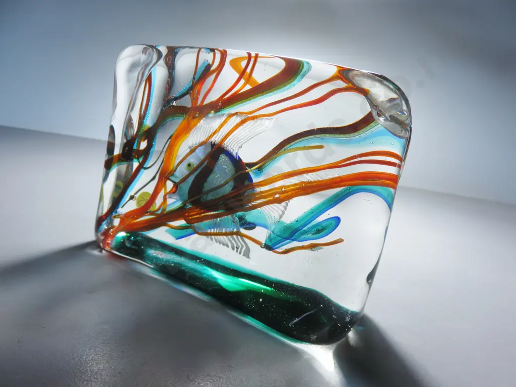 Superb mid-century decorative art glass murano aquarium block Image 1++