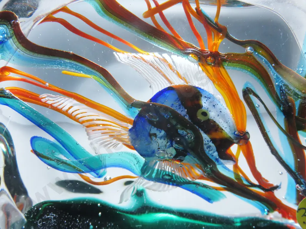 Superb mid-century decorative art glass murano aquarium block Image 1++