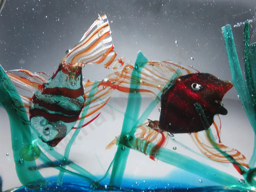 Superb mid-century decorative art glass murano aquarium block Image 1++