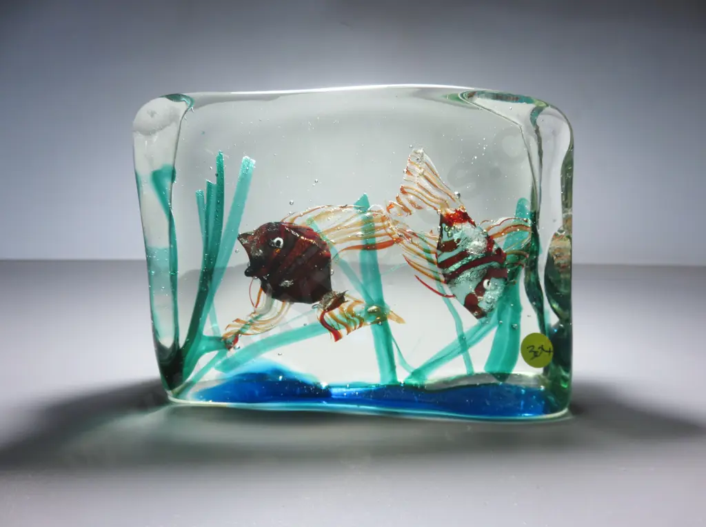 Superb mid-century decorative art glass murano aquarium block Image 1++