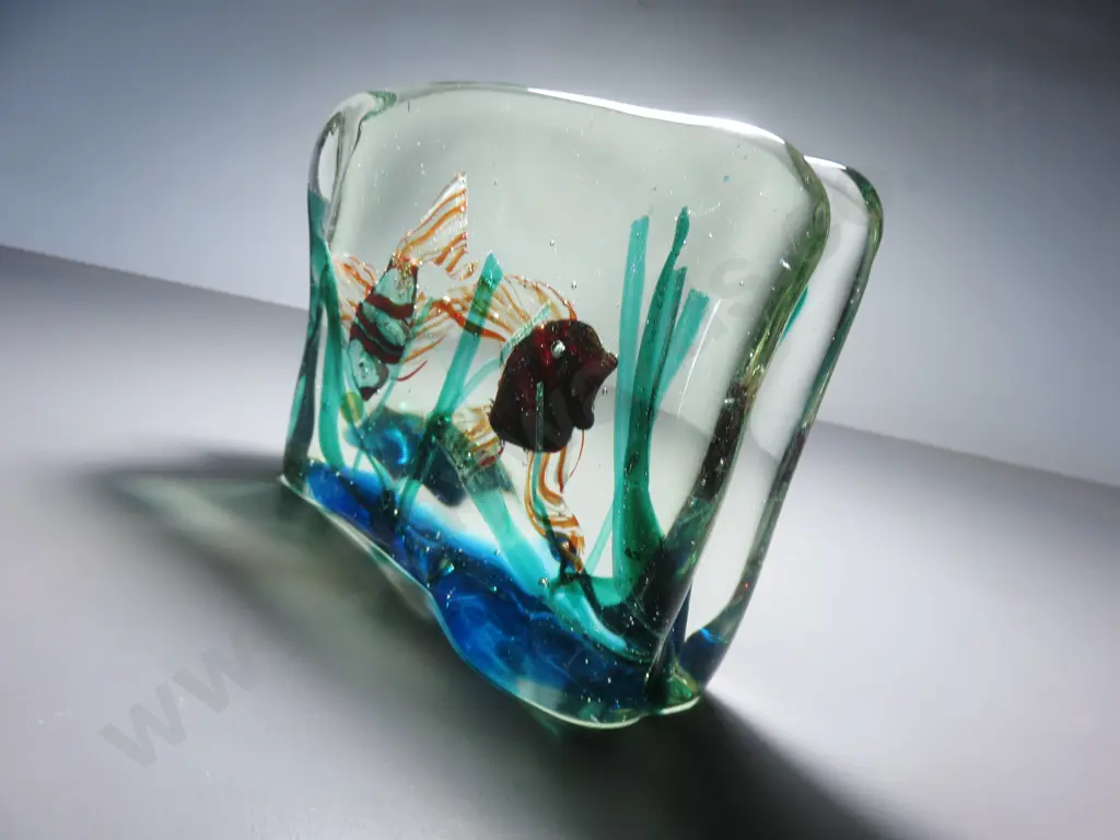 Superb mid-century decorative art glass murano aquarium block Image 1++