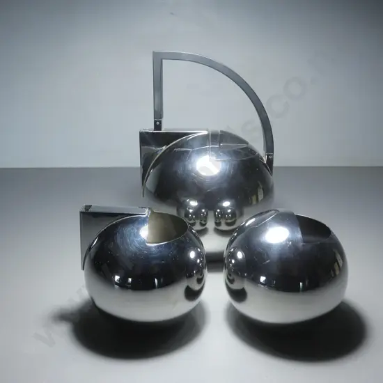 Modernist art deco style stainless steel Tea Set