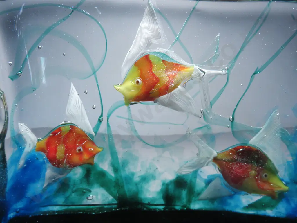 Superb mid-century decorative art glass murano aquarium block Image 1++