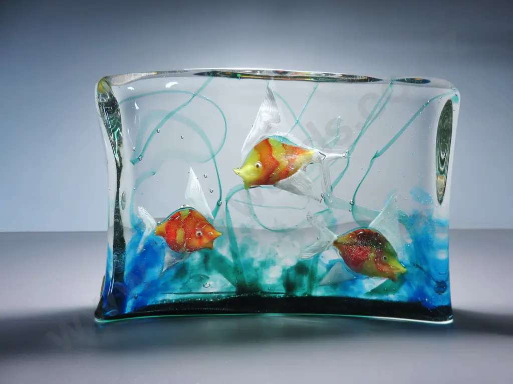 Superb mid-century decorative art glass murano aquarium block Image 1++