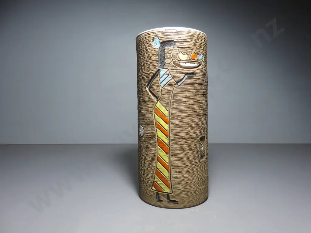 Tall cylindrical mid-century Fratelli Fanciullacci of Italy vase Image 1++