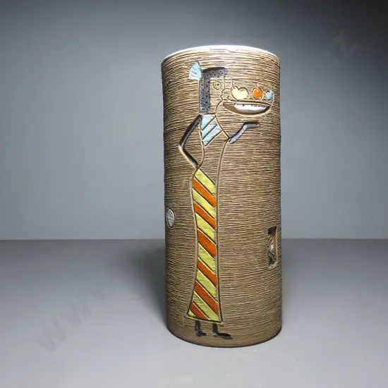 Tall cylindrical mid-century Fratelli Fanciullacci of Italy vase