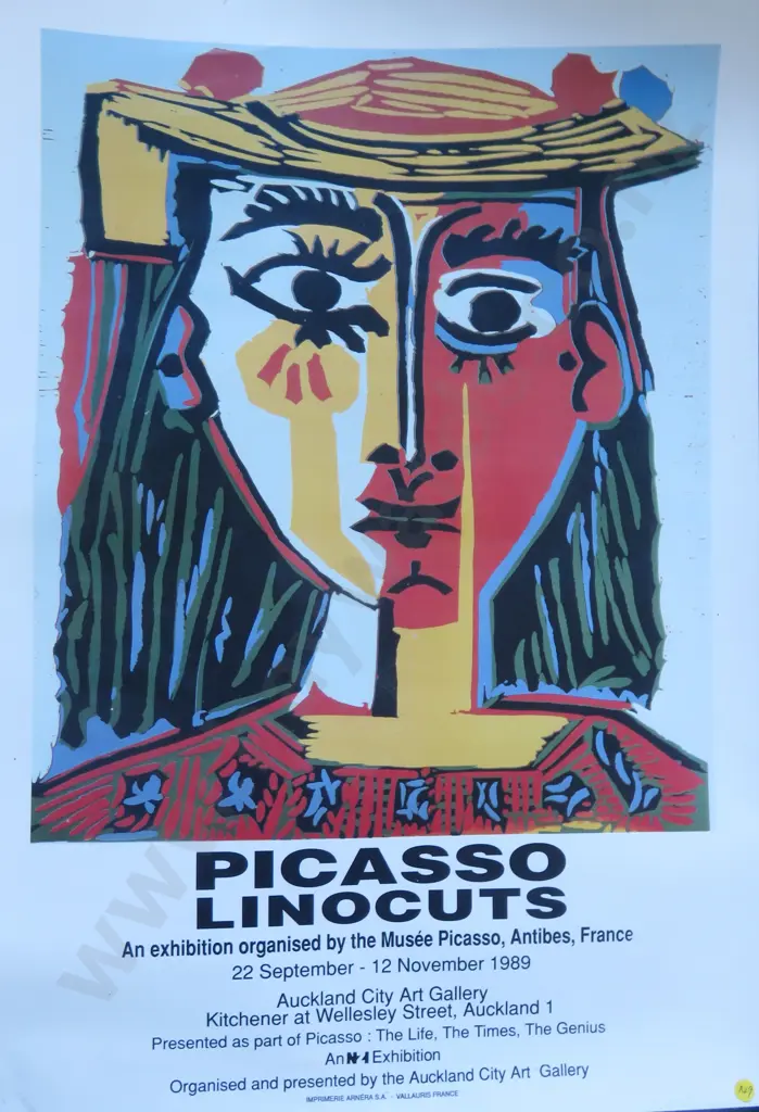 1989 Picasso Linocuts Gallery exhibition poster for the Auckland City Art Gallery Image 1++