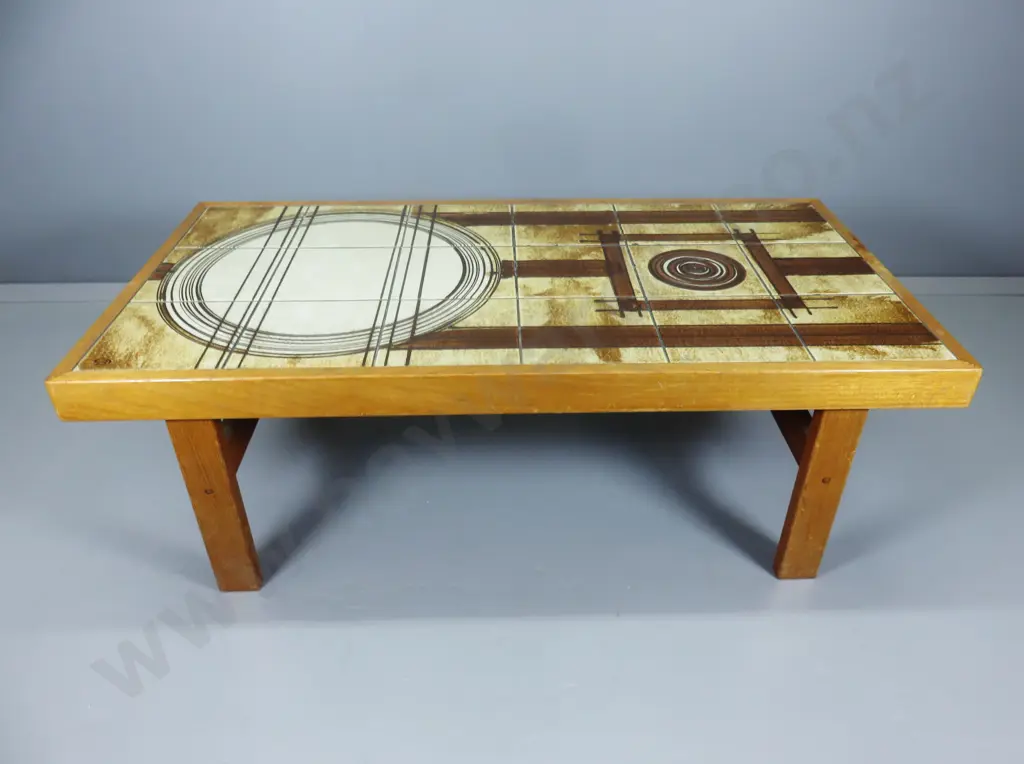 Large Vintage Trioh of Denmark tiled top coffee table Image 1++